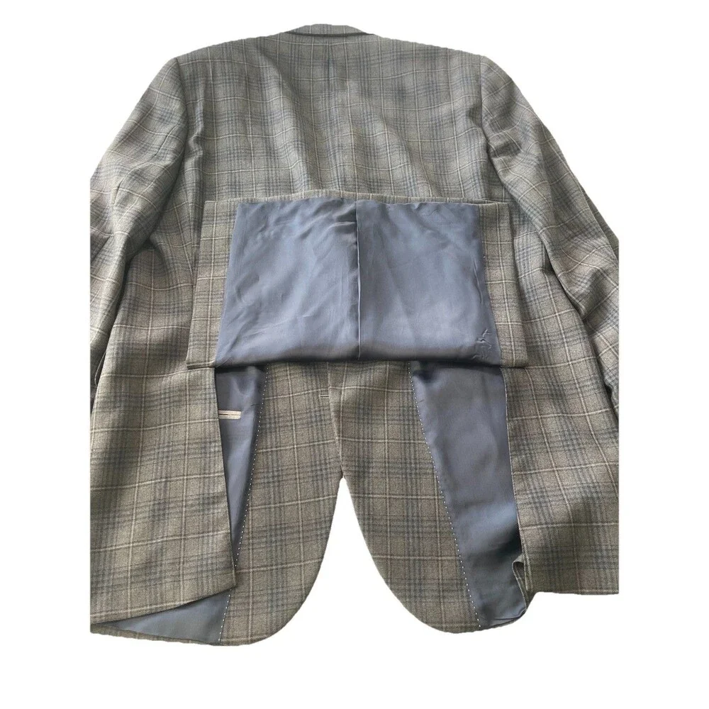 Jack Victor Rochester Blazer Men 44XL Gray Check Luxor 2 Button Wool